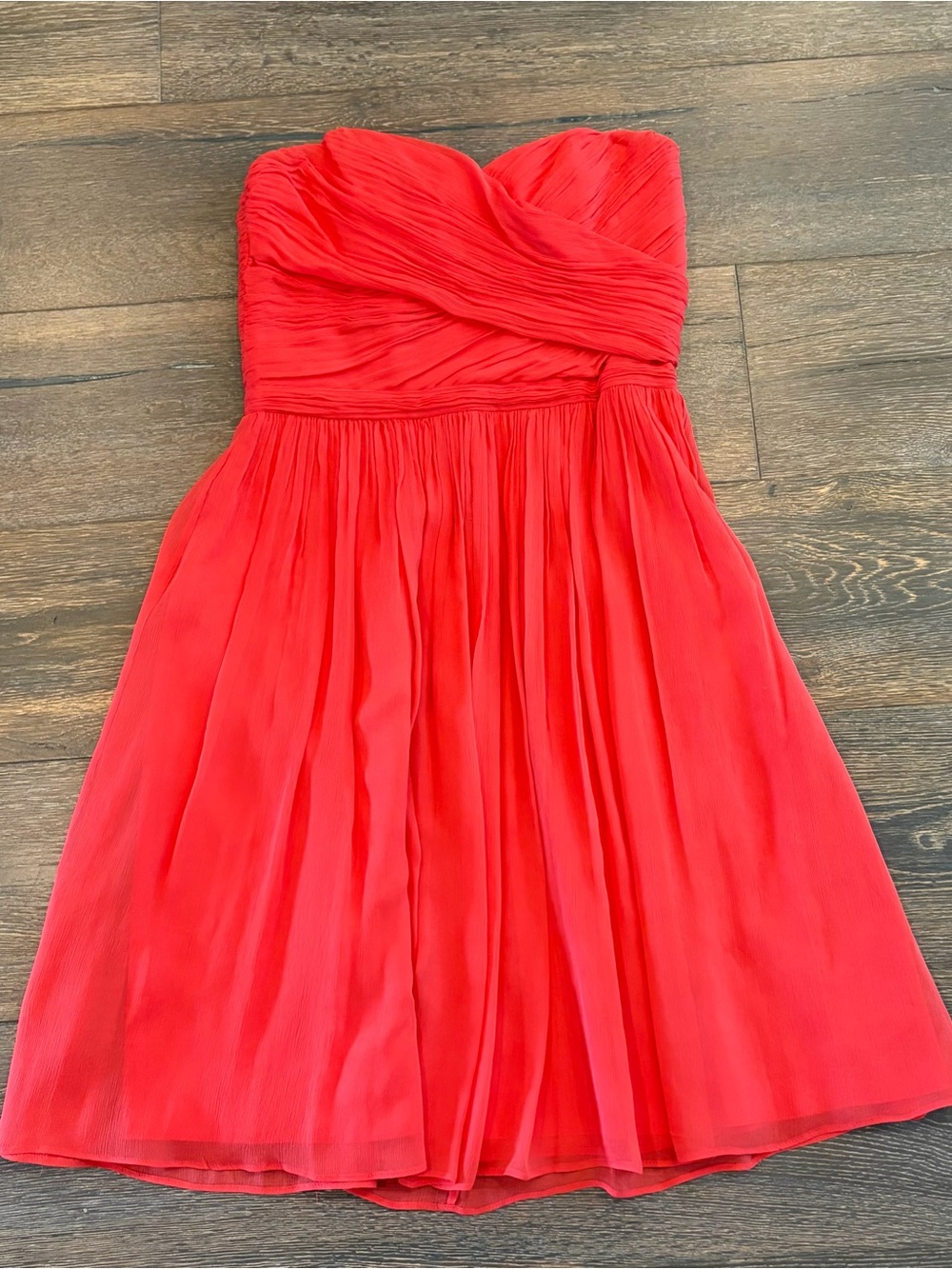 J. Crew Strapless Bright Pink Chiffon Cocktail Dress